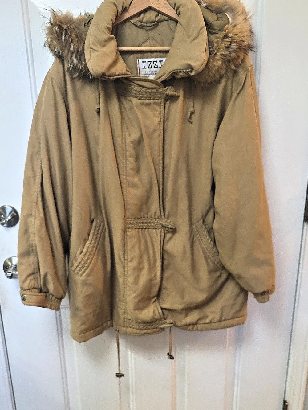 Vintage 90's Izzi Women's Hooded Utility Jacket in Brown